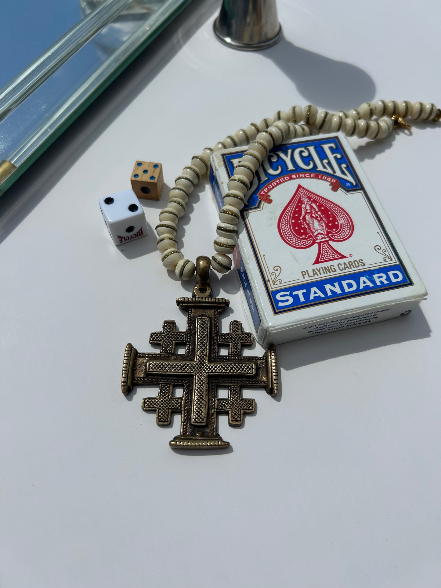Crossing Lines Bone Bead Necklace