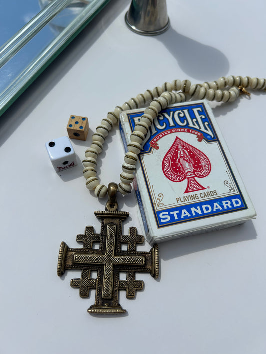 Crossing Lines Bone Bead Necklace